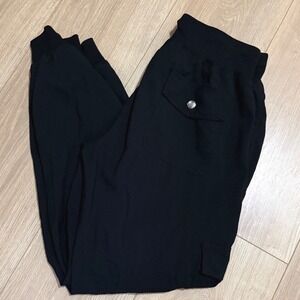 MOFIZ uniform med Cargo Jogger Pants Blk Elastic Waist Drawstring Pockets women